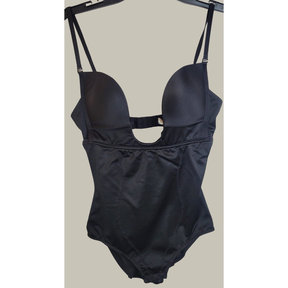 Dr. Robert Rey Instant Shape Bodysuit U-Plunge Padded Shapewear Black 36B